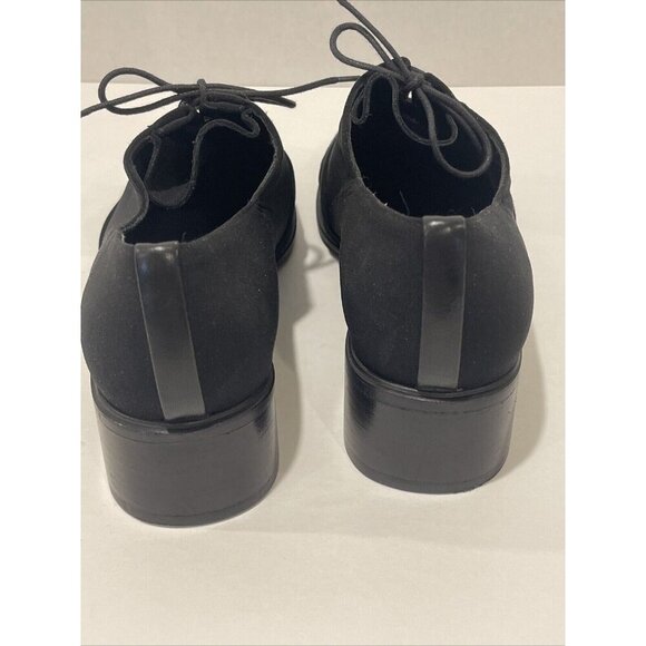 Stuart Weitzman Women's Black Lace-up Shoes Block Heel Fabric Gore-Tex Size 9 B - Picture 12 of 16